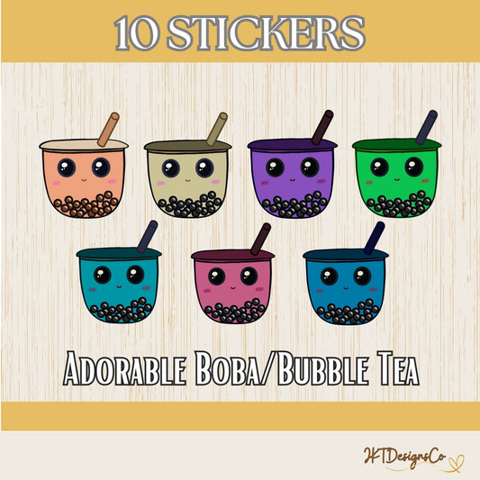 Kawaii Boba/ Bubble Tea Stickers