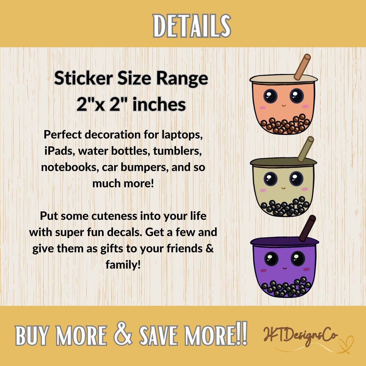 Kawaii Boba/ Bubble Tea Stickers