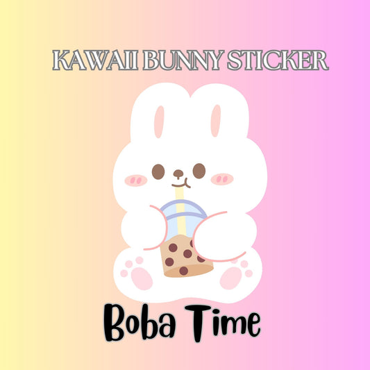 Kawaii Boba Tea Time Bunny Rabbits Stickers
