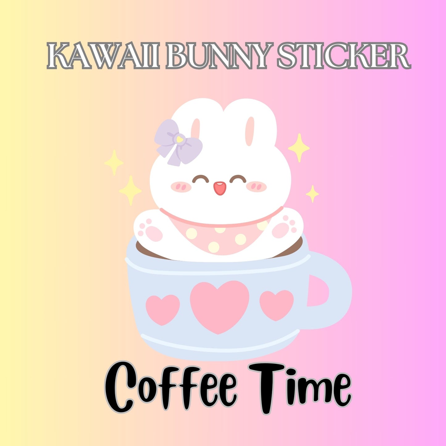 Kawaii Coffee Time Bunny Rabbits Stickers