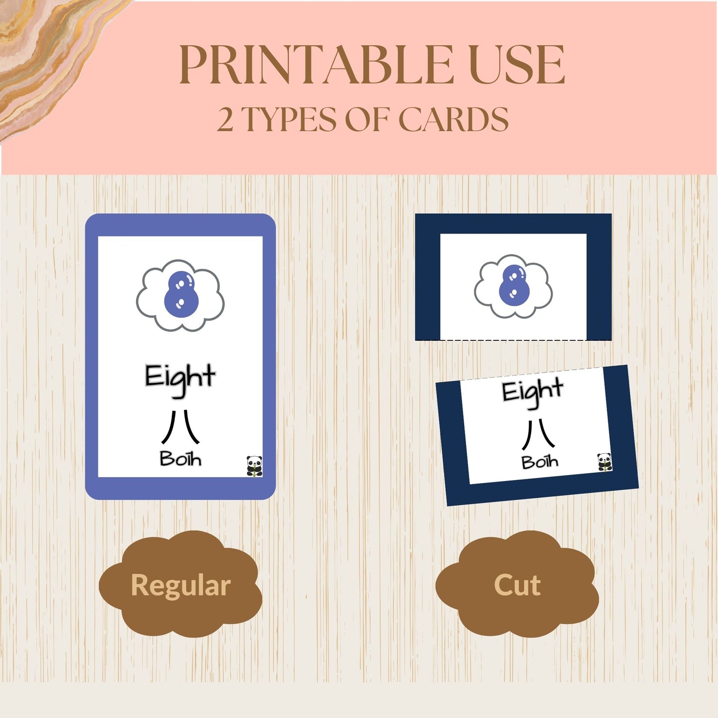Numbers - English/Chinese (Teochew) Digital Printable Flashcards - PDF, JPG