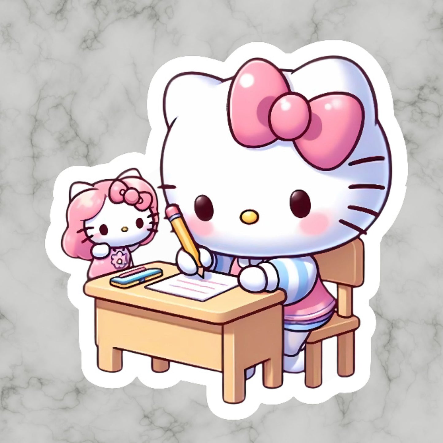 Hello Kitty School Cat, Kawaii Cute Learning, Study Glossy Vinyl sticker, Decal