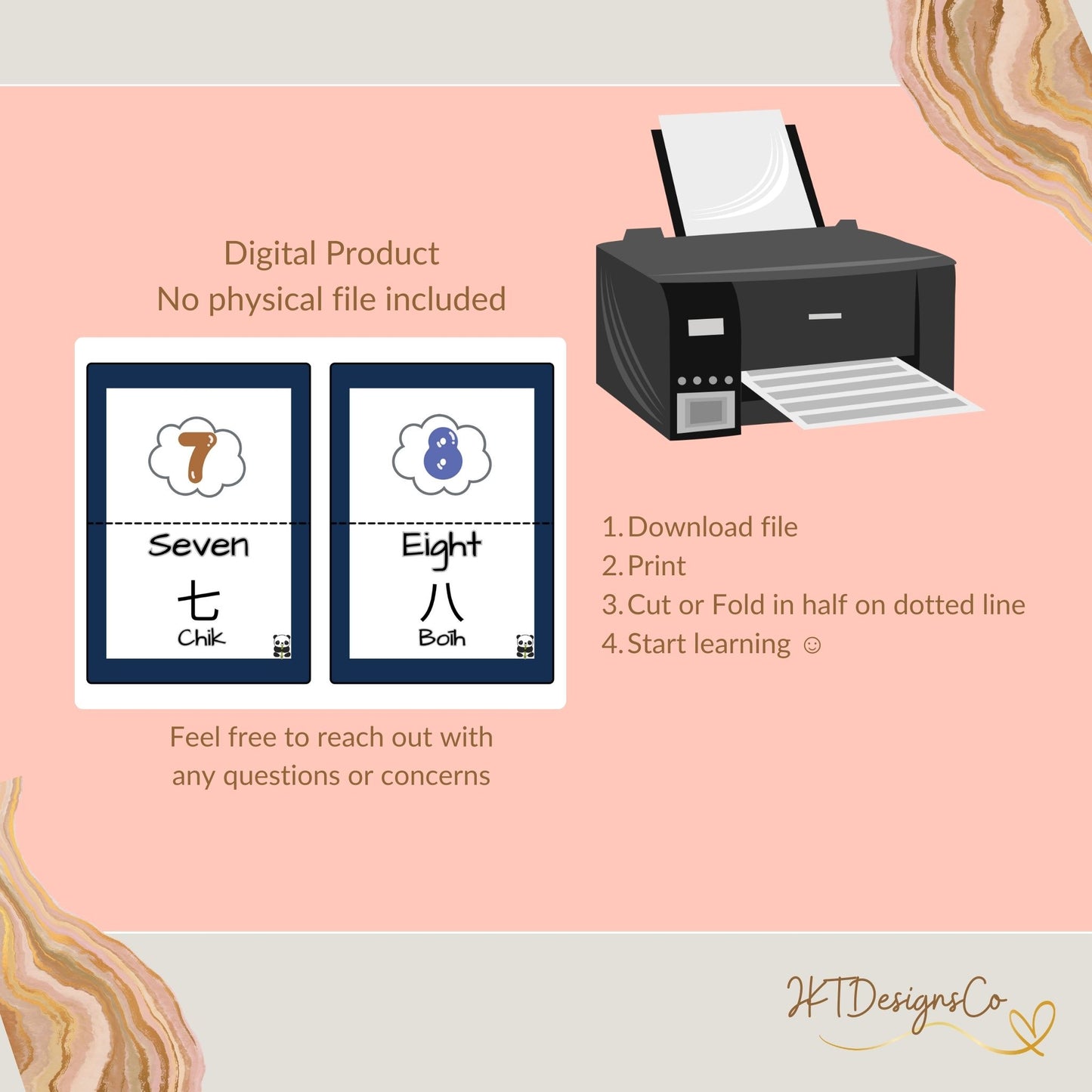Numbers - English/Chinese (Teochew) Digital Printable Flashcards - PDF, JPG