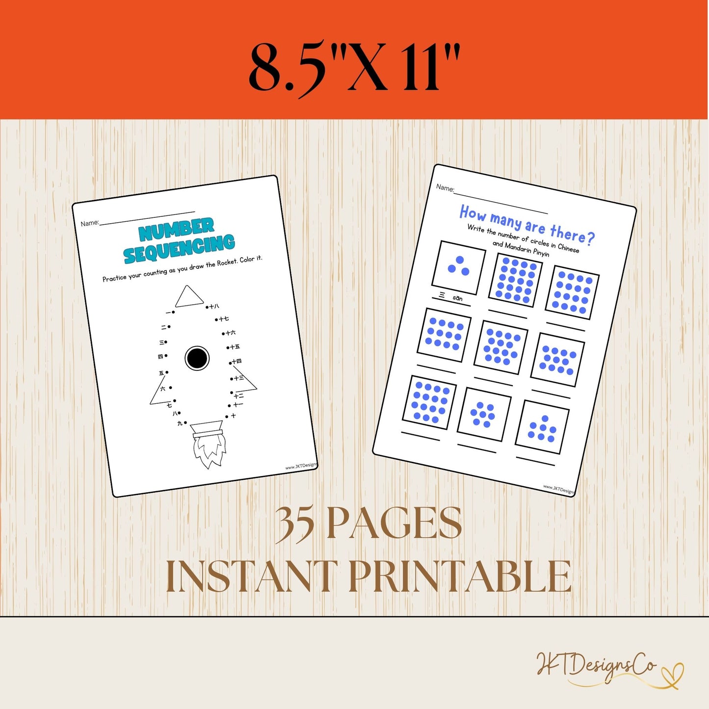 Numbers - English/Chinese(Mandarin) Digital Printable Practice Worksheets - PDF