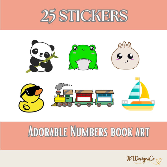 Book Art Stickers from Numbers in English - Chinese Book