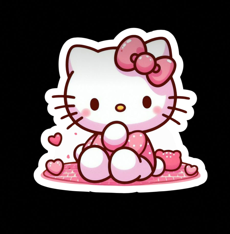 Hello Kitty Cat, Kawaii Cute Fun Adorable Glossy Vinyl sticker, Decal