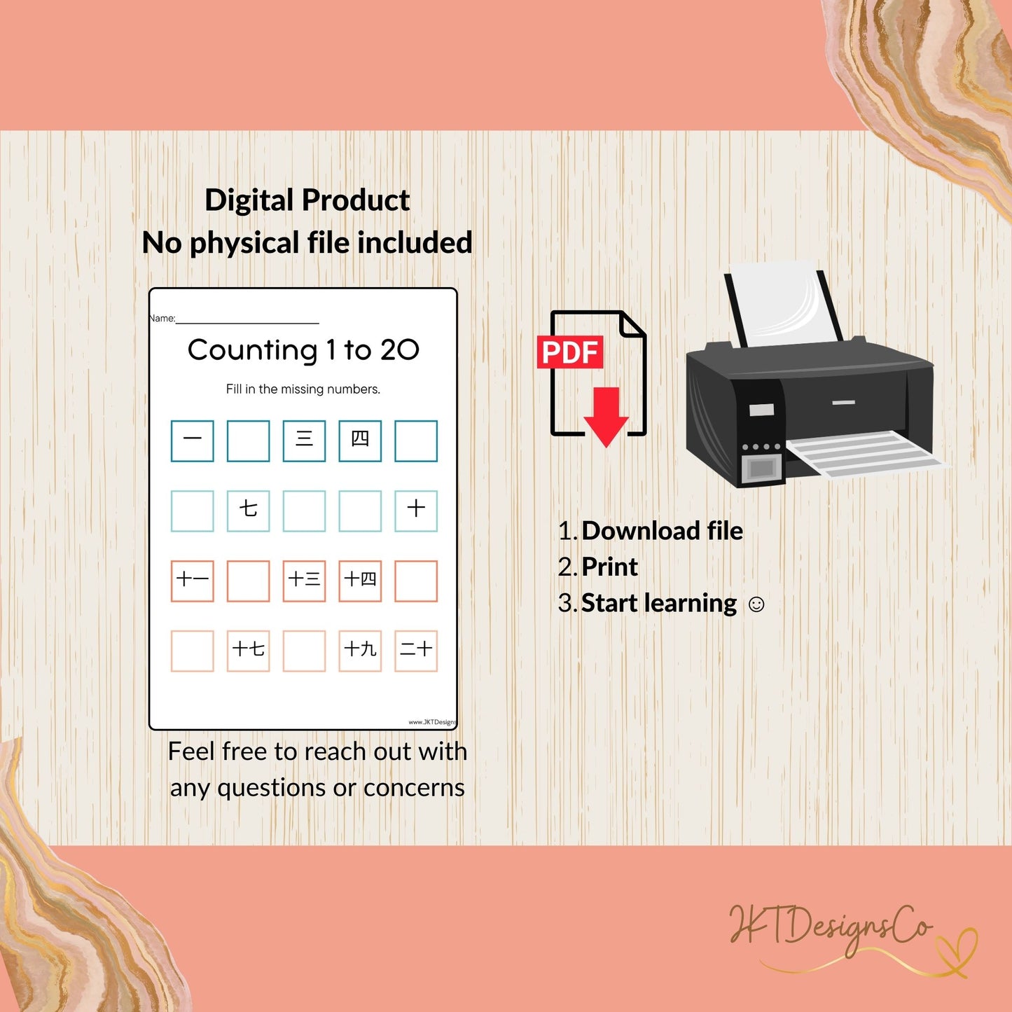 Numbers - English/Chinese (Teochew) Digital Printable Practice Worksheets - PDF