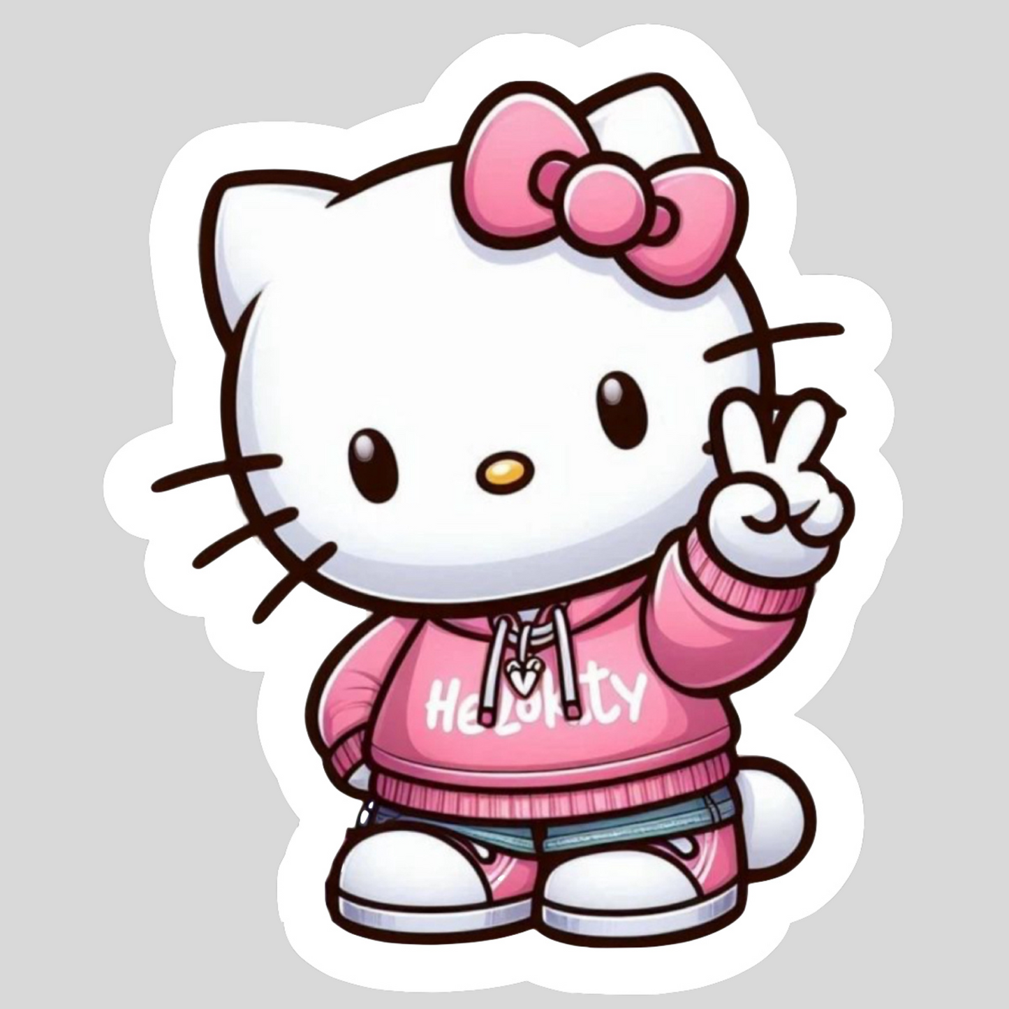Hello Kitty Cat, Kawaii Cute Fun Adorable Glossy Vinyl sticker, Decal