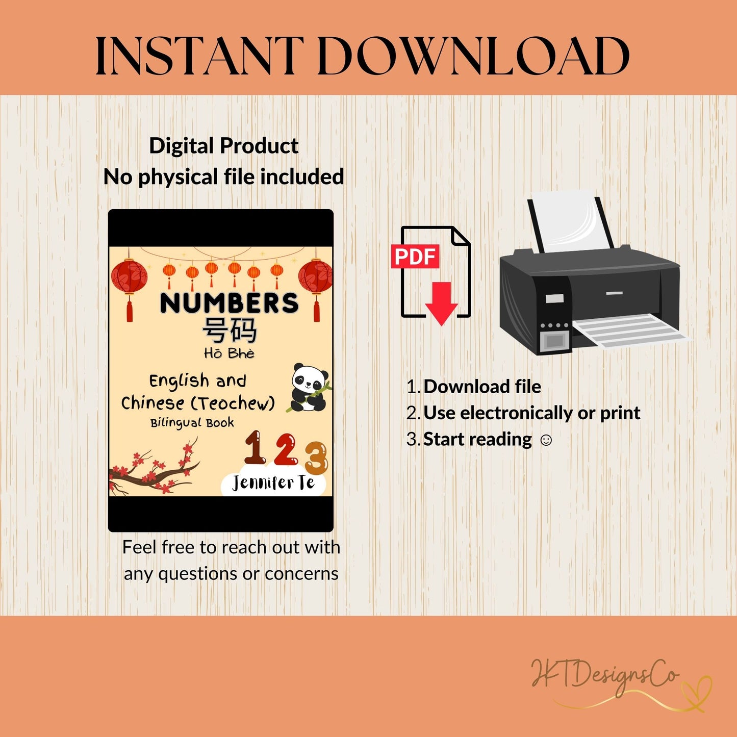 Numbers in English - Chinese (Teochew) - Digital Bilingual Book - PDF