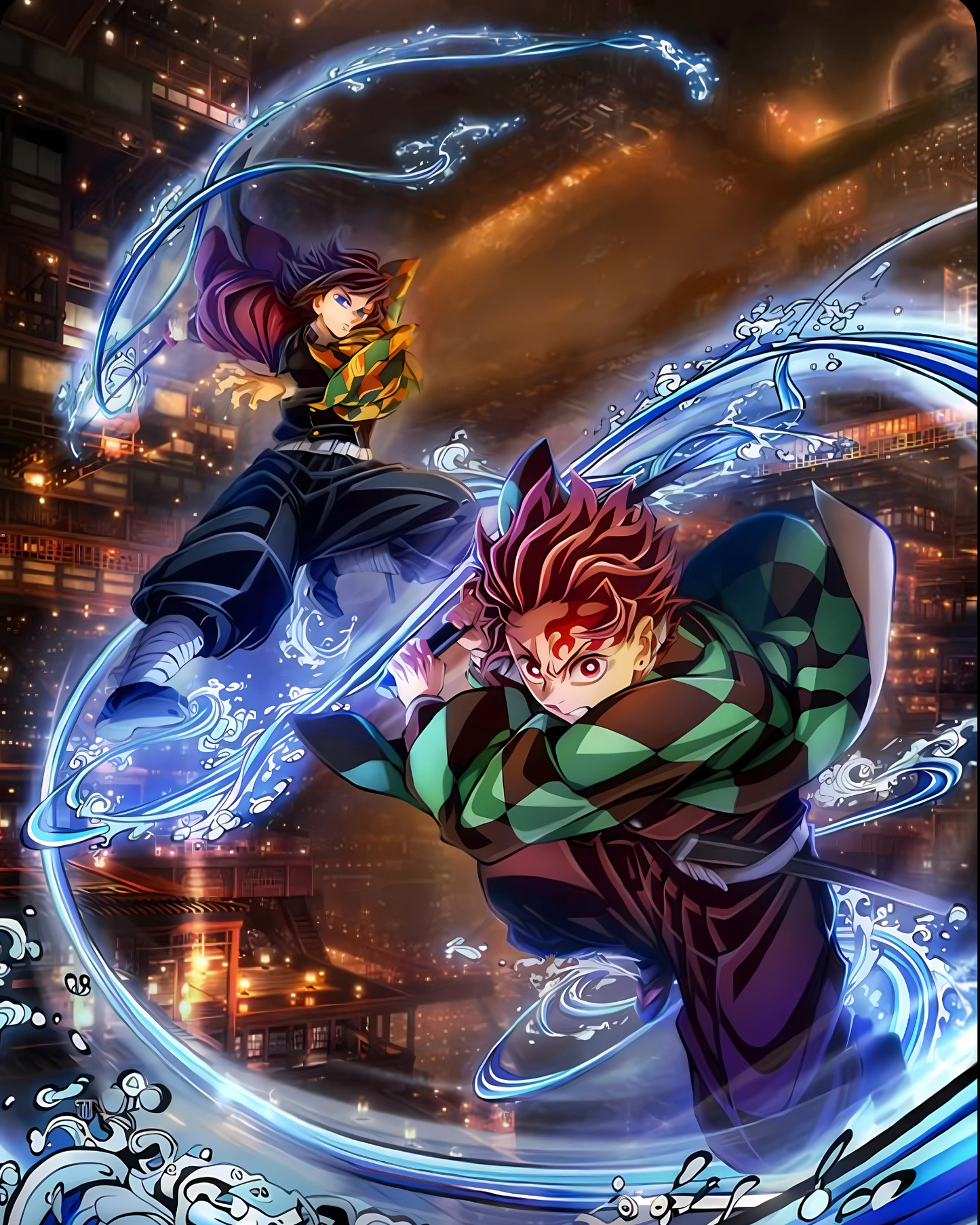 Giyu Tomioka, Tanjiro Kamado, infinity castle demon slayer Glossy Art Print - 8"x10" Inches (Copy)