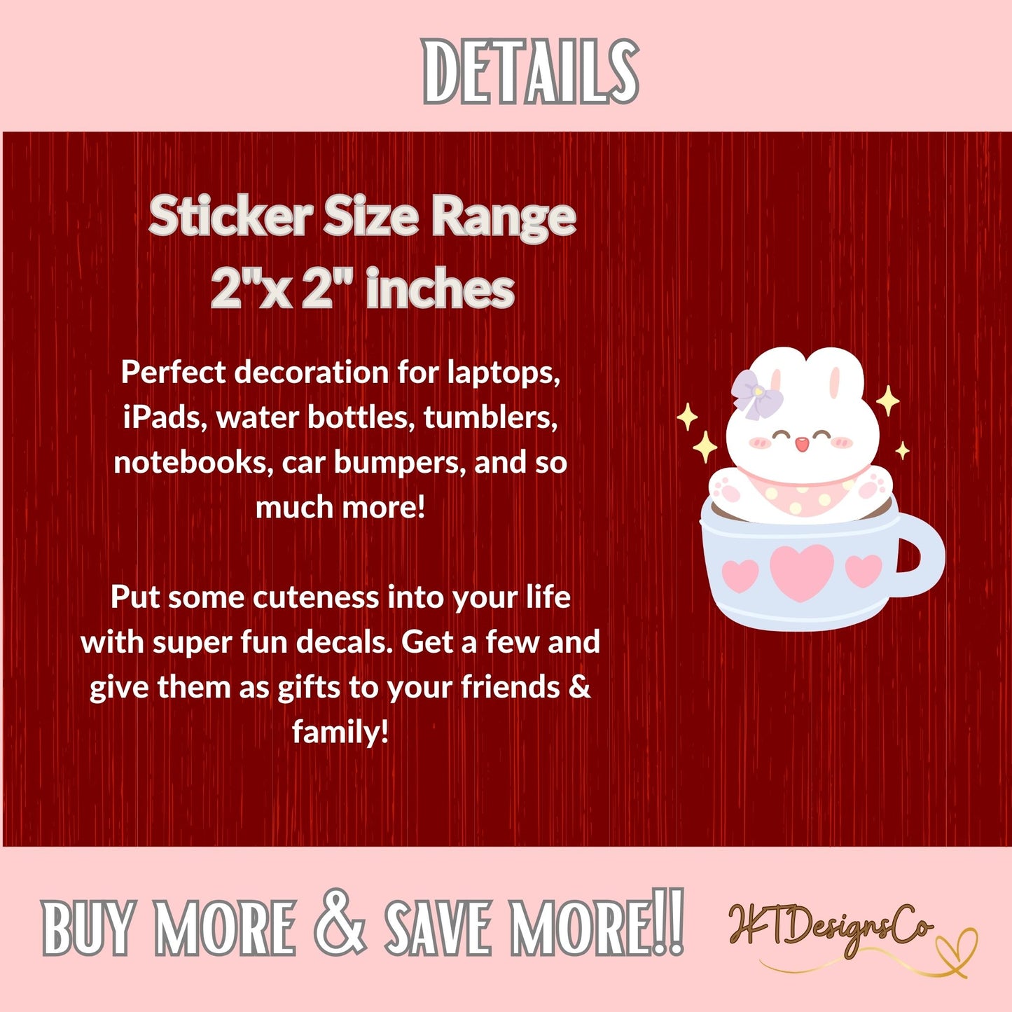 10 Kawaii Bunny Rabbits Stickers