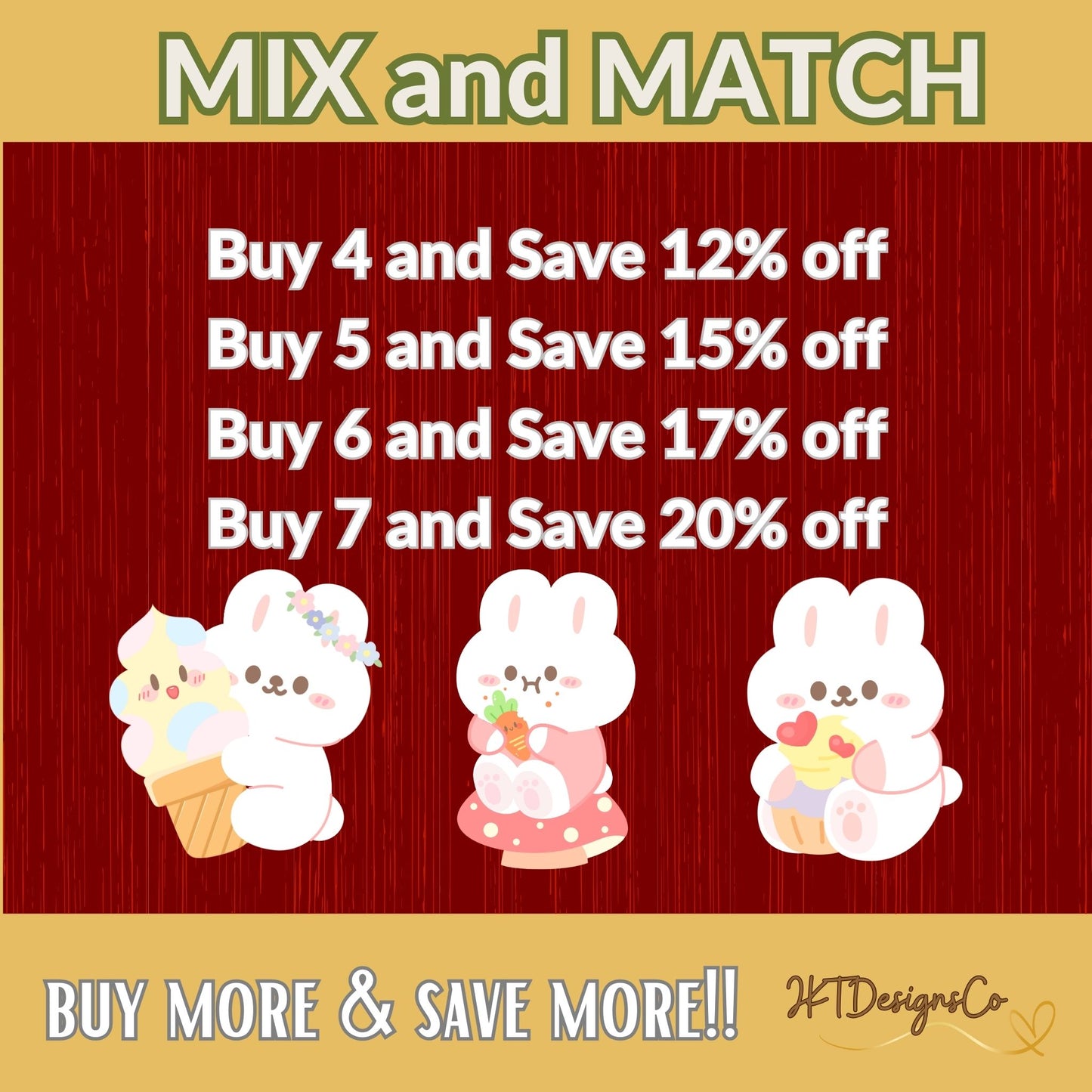 10 Kawaii Bunny Rabbits Stickers