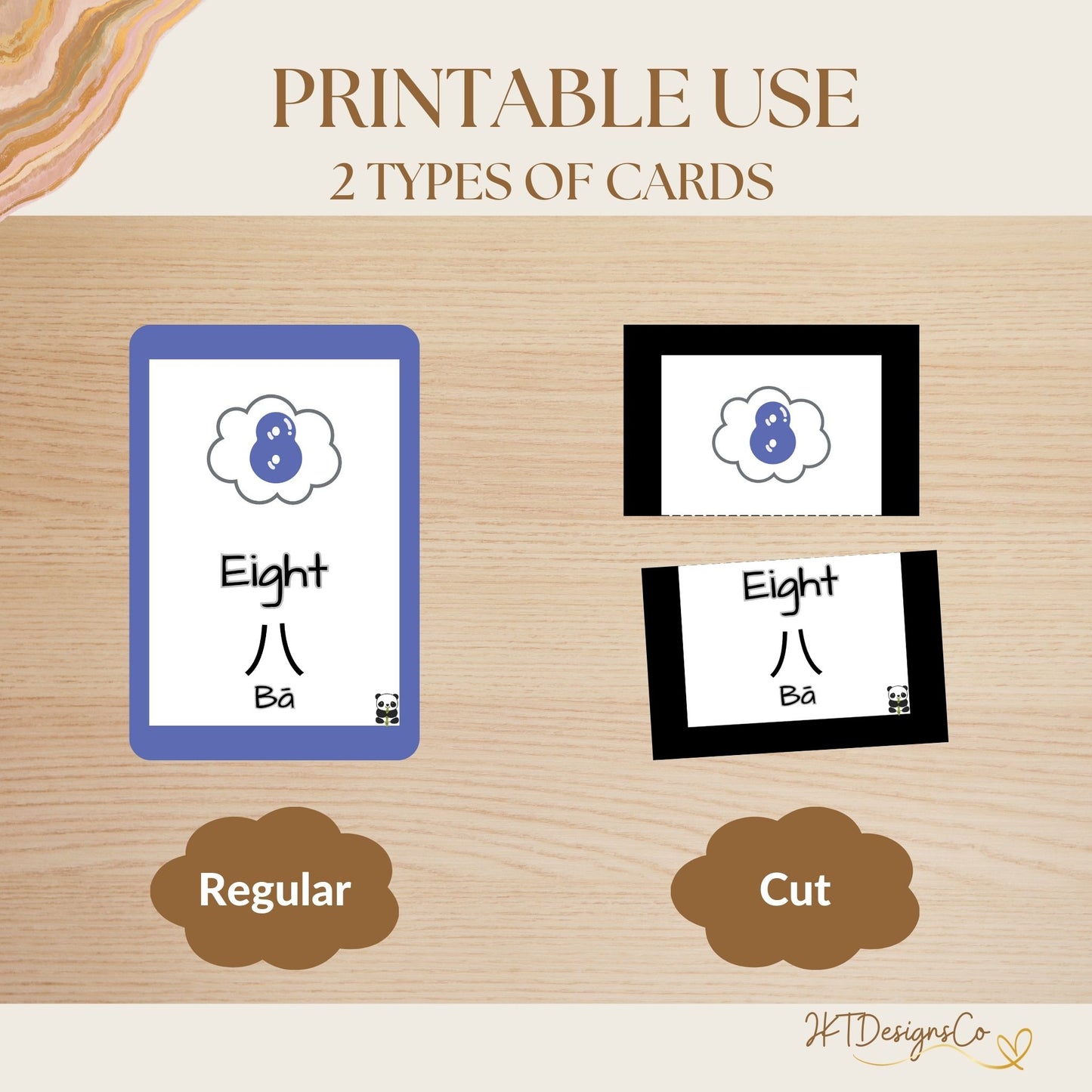 Numbers - English/Chinese(Mandarin) Digital Printable Educational Flashcards - PDF, JPG