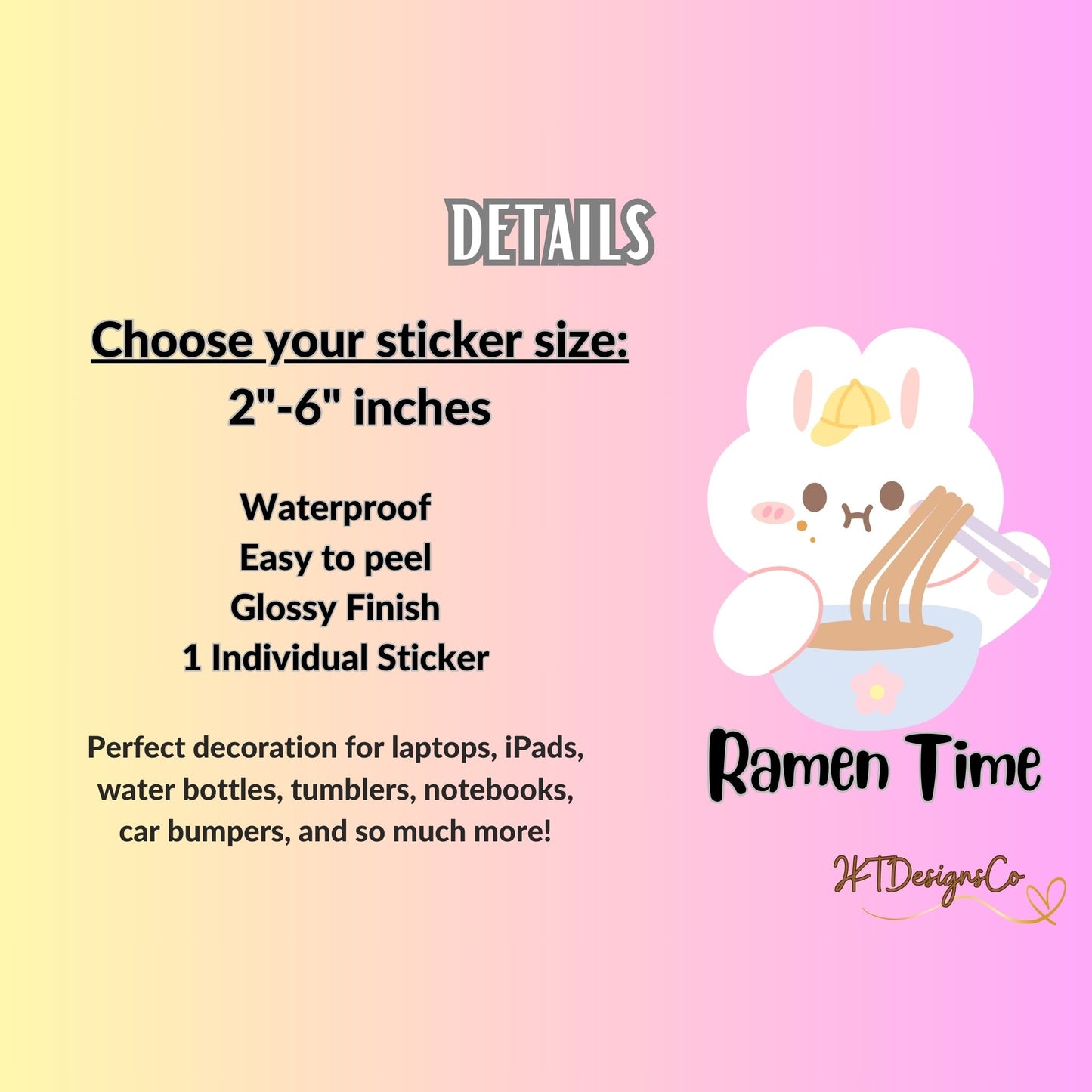 Kawaii Ramen Time Bunny Rabbits Stickers