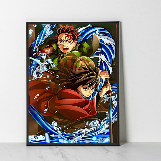 Giyu Tomioka, Tanjiro Kamado, infinity castle demon slayer Glossy Art Print - 8"x10" Inches